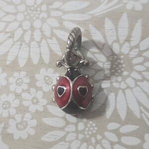 Brighton Retired Bracelet LADYBUG Dangle CHARM Silver Red Black